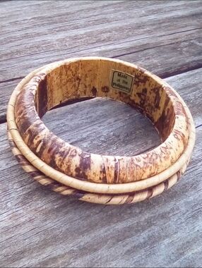 Vintage Tortoise Resin Bangle Bracelet Boho Neutral Stackable Philippines